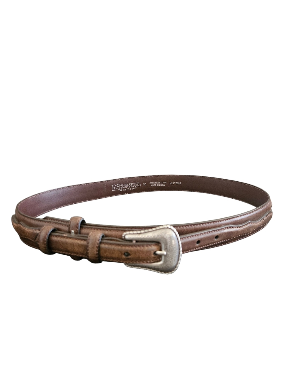 Vintage 90's Nocona Men's Brown Leather Woven  Western Cowboy Belt Size 38
